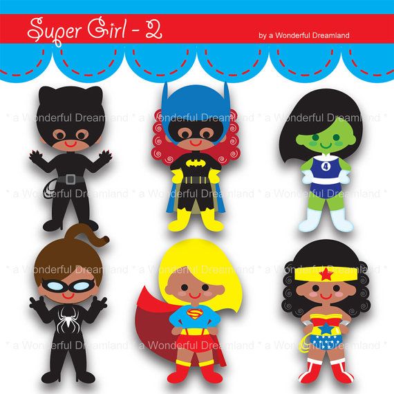 Printable Clipart Clip Art Digital Pdf Png File   Superhero Super Girl    
