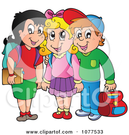Smiling Royalty Free Vector Illustration School Friends Clipart