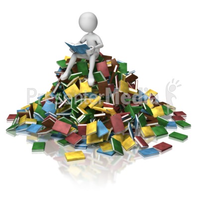 Stick Figure Book Pile Reading   Education And School   Great Clipart