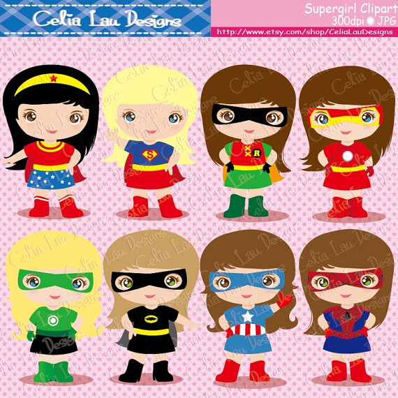 Supergirl Clipart  Cute Digital Clipart  Girls Superhero Clip Art