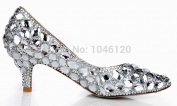 Toe High Heels 4cm Stiletto Single Pumps Colorful Glass Crystal Shoes
