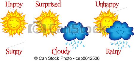 Vector Of Weather Cartoon Strip   Cute And Funny Weather Related    