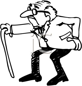 Art Of A Stooped Old Man With Cane   Royalty Free Clipart Illustration