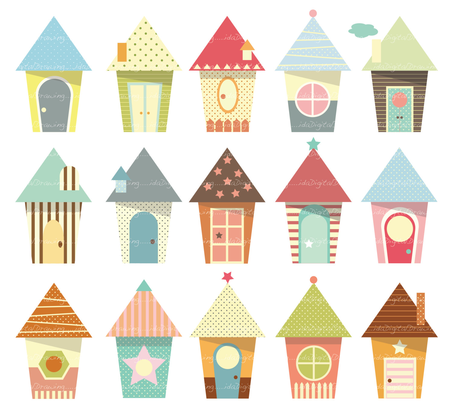 Baby Houses Clip Art High Resolution By Idadrawing On Etsy