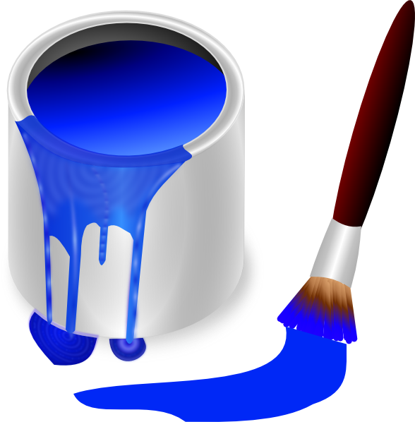 Blue Paint Brush And Can Clip Art At Clker Com   Vector Clip Art