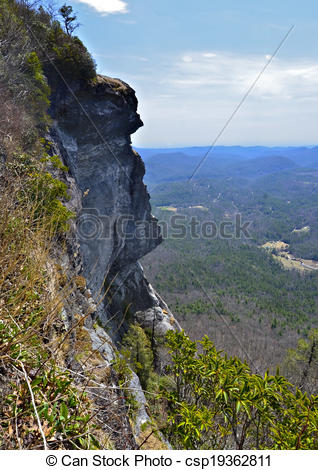 Clipart Of Rock Ledge At A Trail Overlook   The Rocky Outcropping At