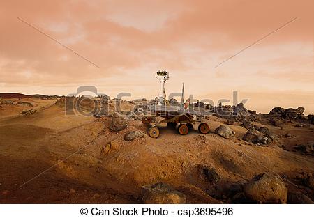 Mars Rover Erforschung Fahrzeug Auf Der Oberfl Che Von Mars