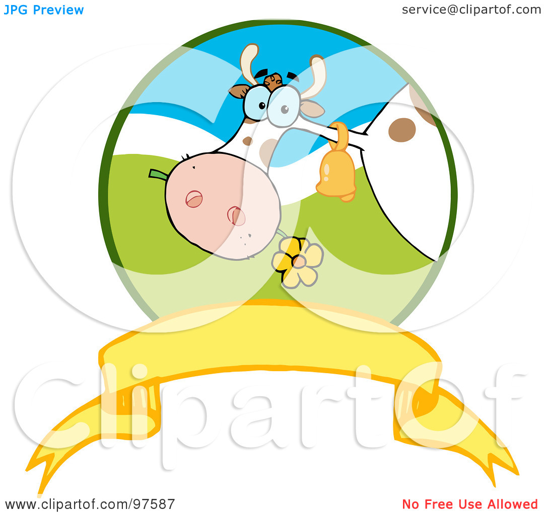 Royalty Free  Rf  Clipart Illustration Of A Dairy Farm Cow Eating A