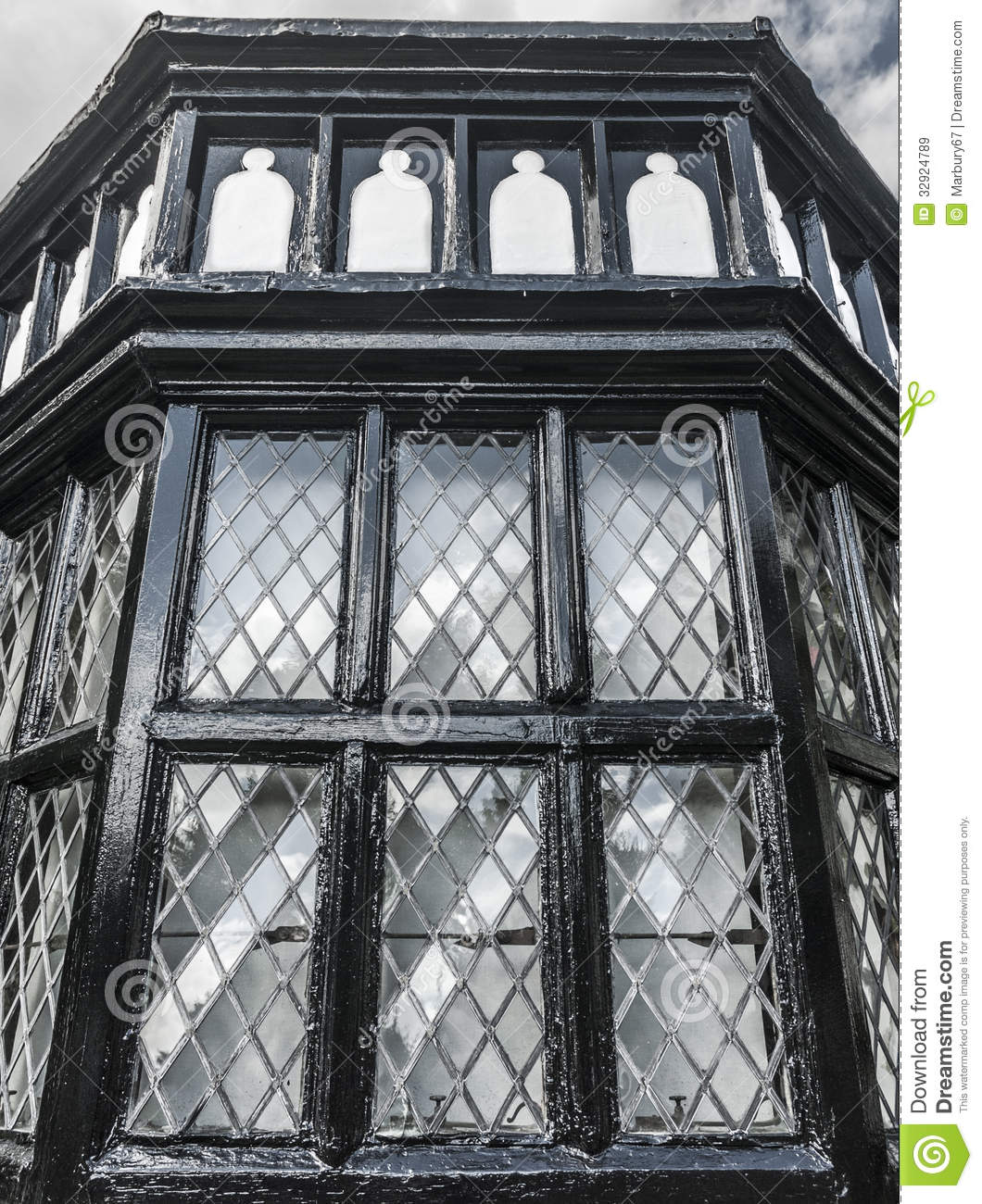 Tudor Bay Window Of An Historic Country House In Gawsworth Cheshire