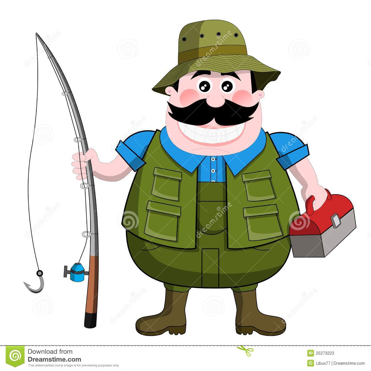 Cartoon Fisherman Isolated On White Background  Eps File Is Available    