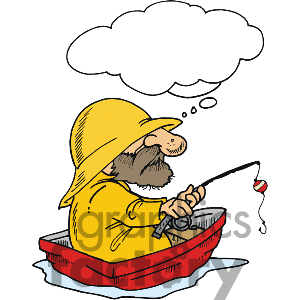 Cartoon Old Man Fishing Boat Clip Art