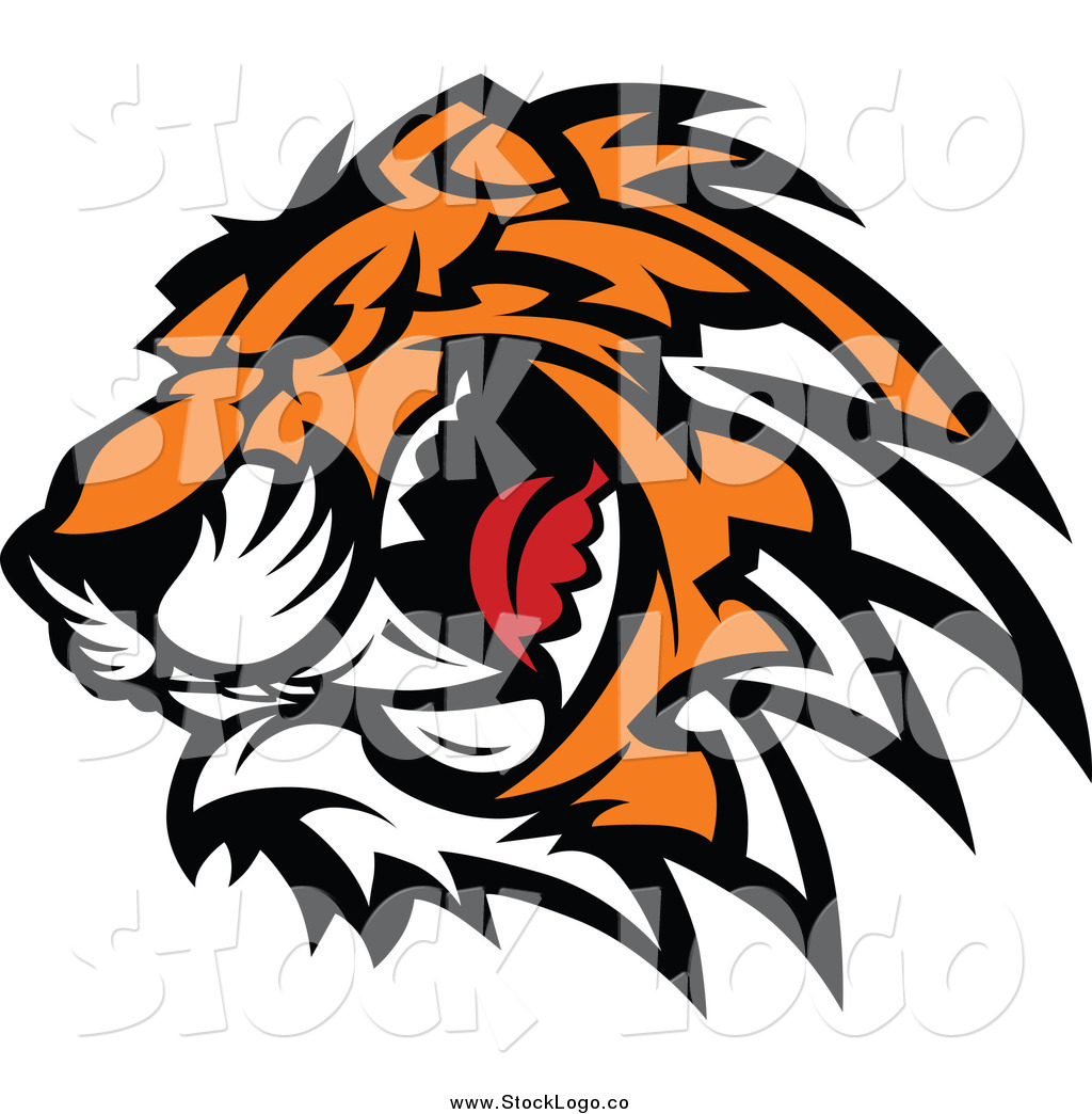 Clipart Of A Logo Of A Ferocious Growling Tiger Head By Chromaco