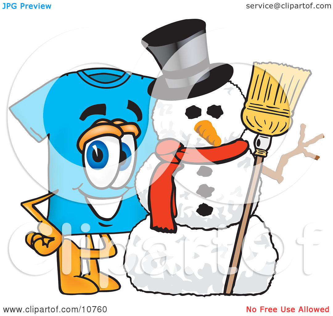 Clipart Picture Of A Blue Short Sleeved T Shirt Mascot Cartoon    