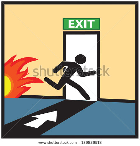 Fire Drill Clip Art Emergency Fire Exit Door And