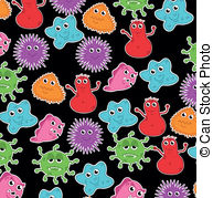 Germs   Cute Germs Over Black Background Vector Illustration