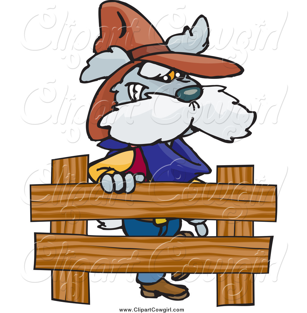 Larger Preview  Clipart Of A Cowboy Dog At A Wooden Fence By Dennis