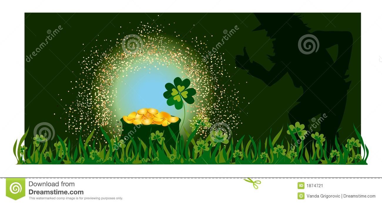 Leprechaun And Golden Pot On St Patric S Day