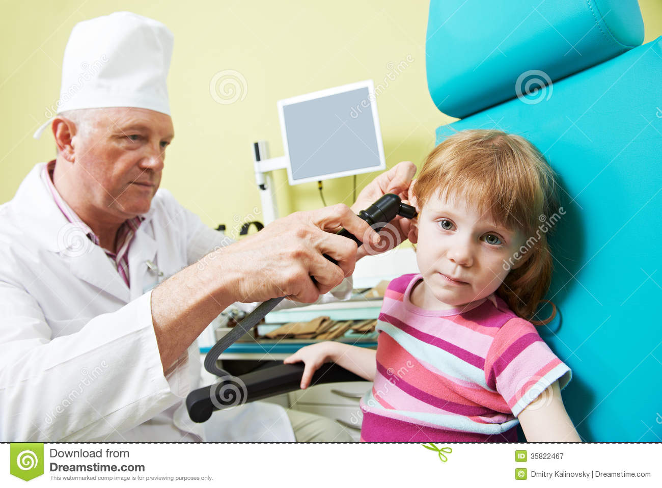 Little Girl At Ear Nose Thoat Doctor Royalty Free Stock Photography    