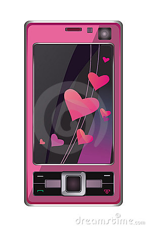 Modern Touch Screen Pink Cellphone With Hearts