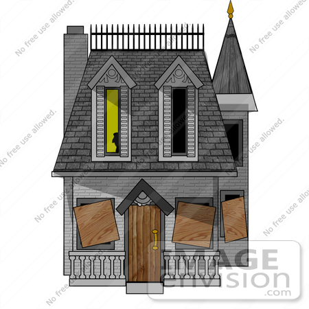     Of A Condemned And Boarded Up Haunted Victorian House Clipart By Djart