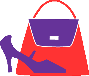 Red Purse And Purple Shoes Clip Art   Red And Purple Handbag Graphic