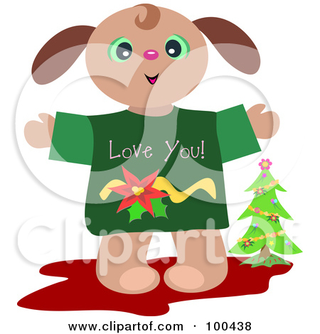 Rf  Clipart Illustration Of A Christmas Puppy Wearing A Love You Shirt
