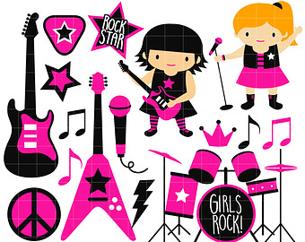 Rockstar Girl Band Digital Clip Art For Scrapbooking Card Making