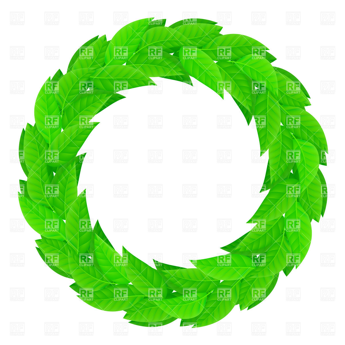 Round Laurel Wreath Of Green Leaves Download Royalty Free Vector    