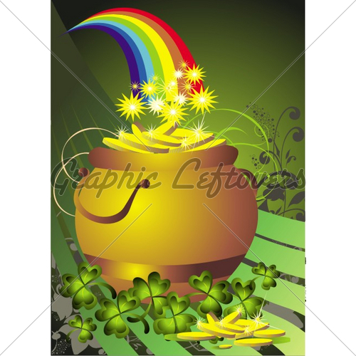 St  Patric S Day Banner With Pot Of Goldleaves   