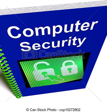 Stock Illustration   Computer Security Book Shows Internet Safety