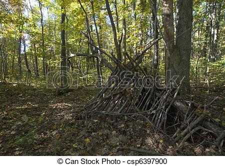 Stock Photography Of Makeshift Shelter   Lean To Thats In The Woods In    