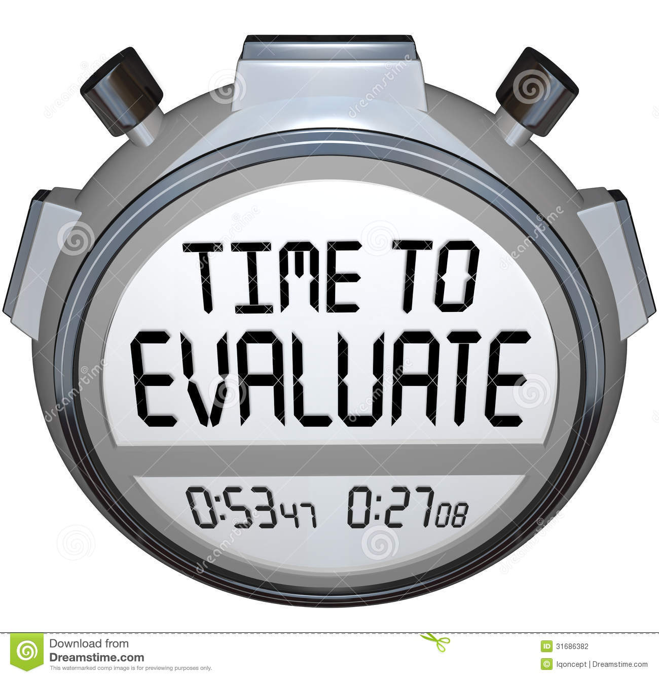 Time To Evaluate Words Stopwatch Timer Evaluation Stock Photography    
