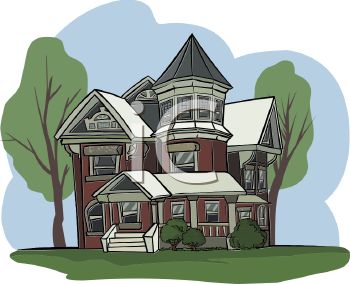 Victorian House In The Summer   Royalty Free Clip Art Image