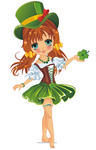 Beautiful Leprechaun Girl In Green Illustration Of A Girl Holding A