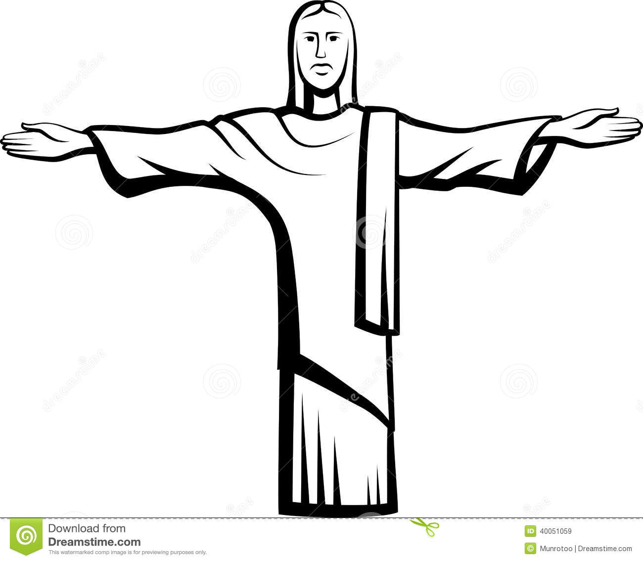 Black And White Vector Illustration Of Christ With His Arms Open