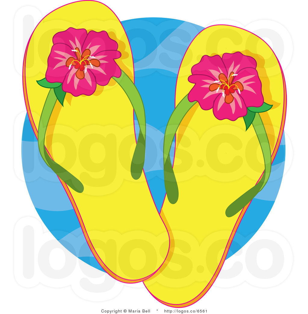 Blue Floral Flip Flops Image With Clipart   Free Clip Art Images