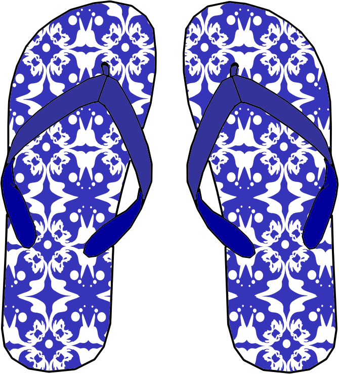 Blue Pattern Flip Flops