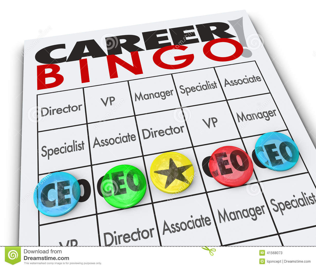 Ceo Or Chief Executive Officer Word On A Career Bingo Card Or Game