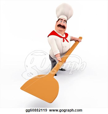 Chef Carrying Pizza Spade