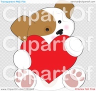 Clipart Cute Puppy Holding A Red Valentine Heart   Royalty Free Vector
