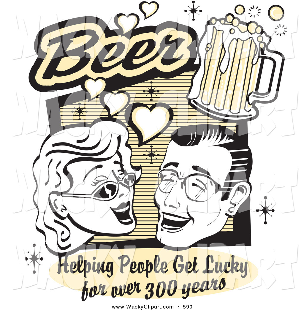 Clipart Of A Cheerful Woman And Man With Beer Beer Helping People