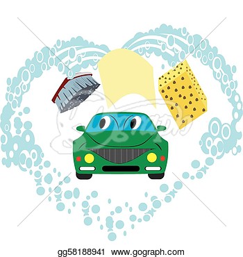 Clipart   Rag Brush Sponge And Water Like Washing A Car  Stock