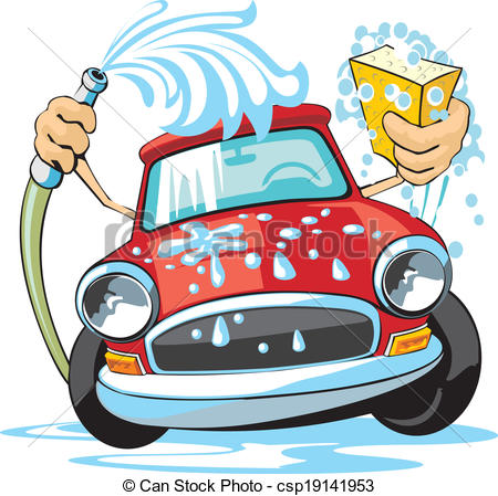 Clipart Vector Of Car Wash Sign   Car Wash With Sponge And Hose