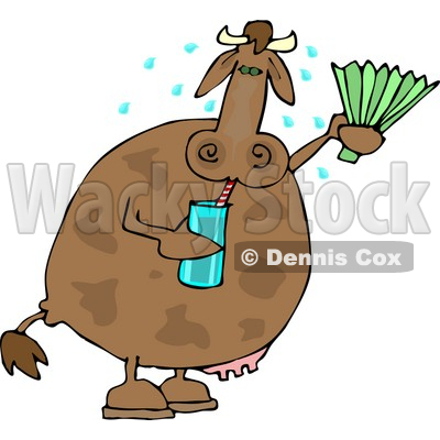 Drinking Water And Using A Foldable Fan Clipart   Dennis Cox  4539