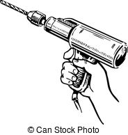 Electric Hand Drill In The Hand On White Background