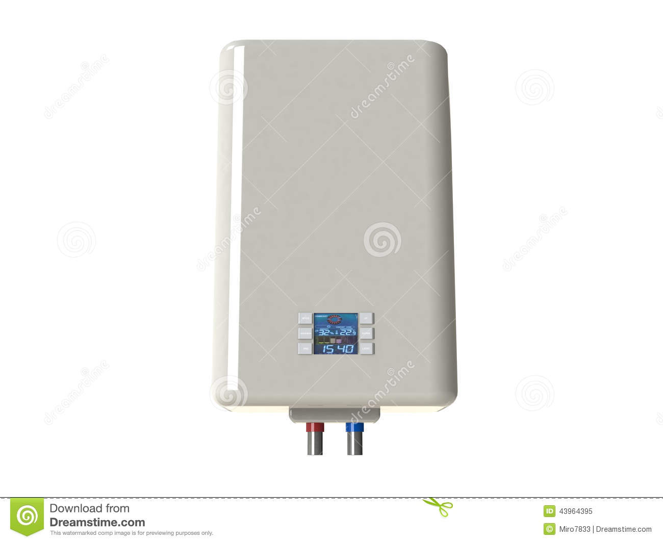 Electric Water Heater Isolated On White 3d Illustration Abstract