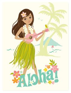 Etsy Aloha Hawaiian Hula Girl Nursery Art For Children Aloha Hawaiian