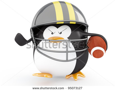 Fat American Football Player Penguin   3d Render   Stock Photo