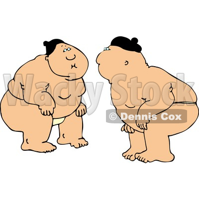 Fighters Facing Each Other In A Circular Ring Clipart Illustration