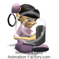 Girl Typing On Computer Animated Clipart